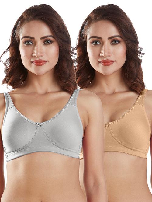 pack of 2 solid regular bra  - 19140011 - Very Small Image - 1