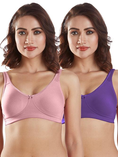pack of 2 solid regular bra  - 19140039 - Very Small Image - 1