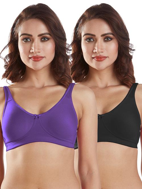 pack of 2 solid regular bra  - 19140048 - Very Small Image - 1