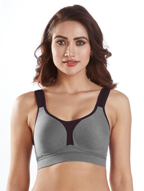 solid full coverage sports bra - 19140370 - Very Small Image - 1