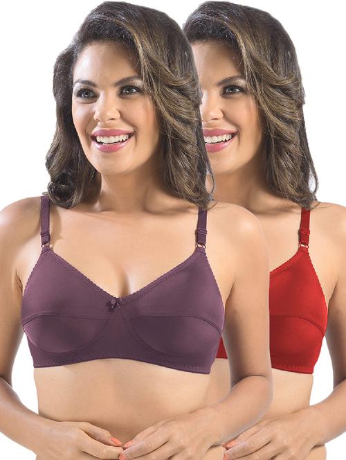 pack of 2 solid regular bra  - 19141373 - Very Small Image - 1