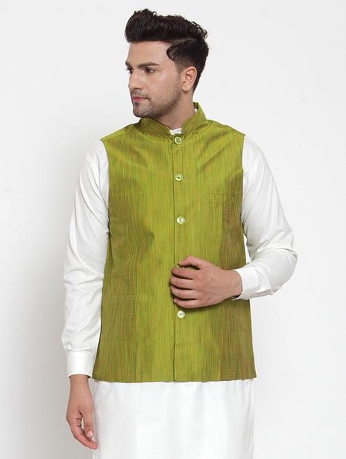 mandarin neck solid nehru jacket - 19142934 - Very Small Image - 1