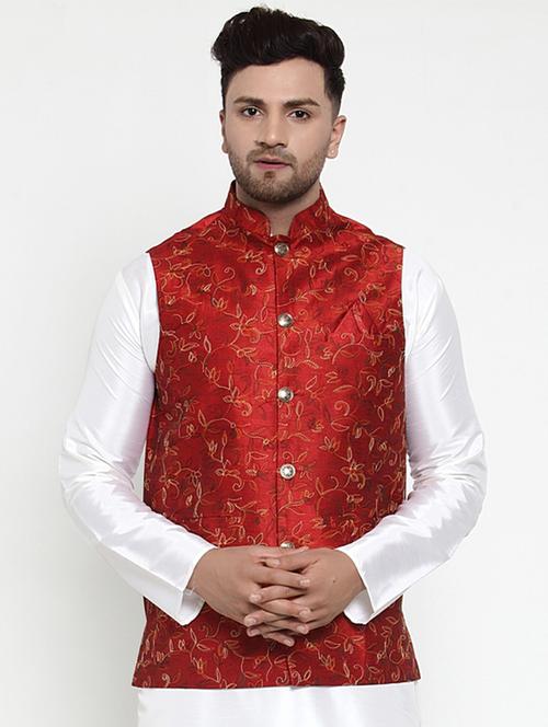 mandarin neck printed nehru jacket - 19142944 - Very Small Image - 1