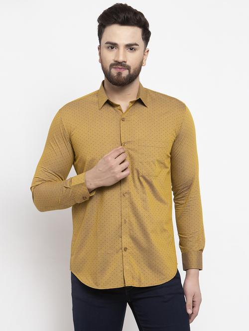 brown polka dots casual shirts - 19143332 - Very Small Image - 1