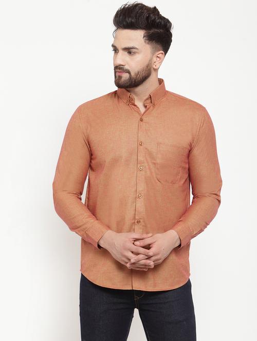 brown self design casual shirt  - 19143362 - Very Small Image - 1