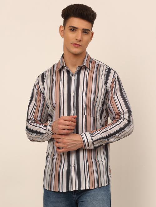 mens stripes casual shirt - 19143612 - Very Small Image - 1