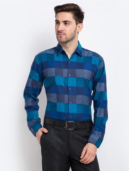 mens checks formal shirt - 19144408 - Very Small Image - 1