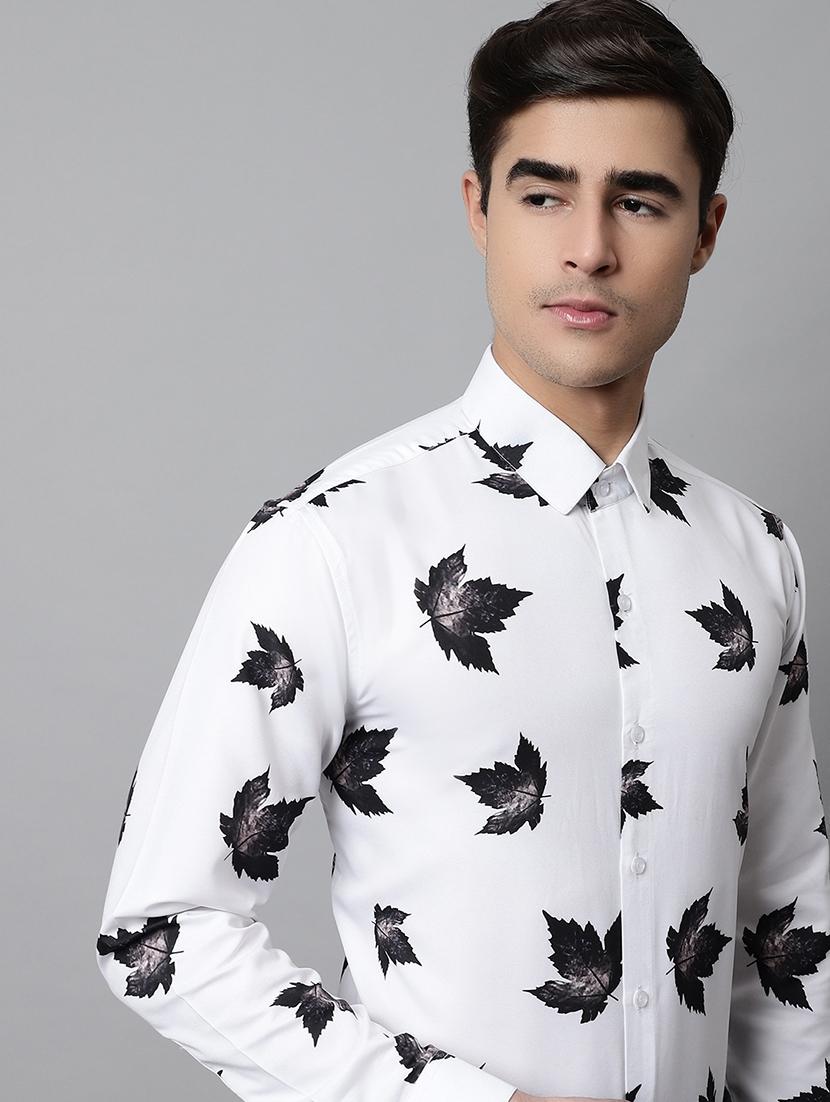 mens leaf print formal shirt - 19144623 - Zoom Image - 4