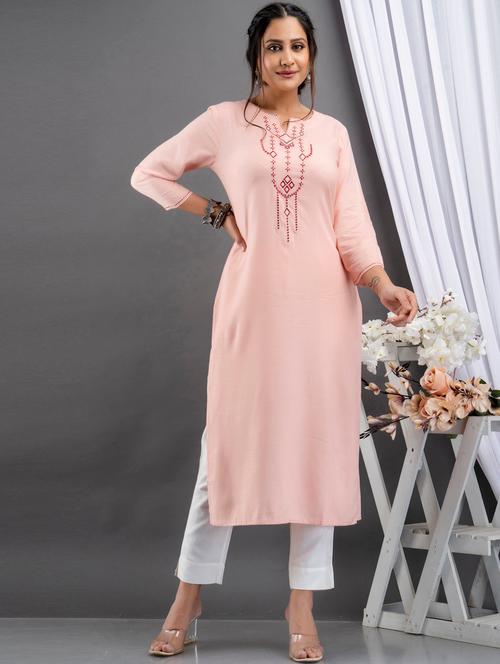 embroidered straight kurta - 19145863 - Very Small Image - 1