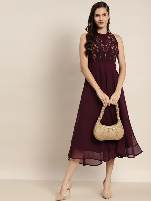 embroidered a-line ethnic dress - 19145927 - Very Small Image - 1