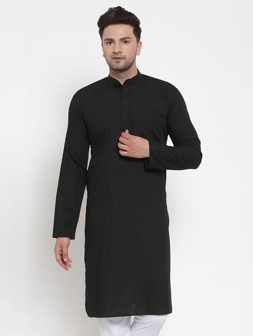 black coloured jacquard kurta - 19147682 - Very Small Image - 1