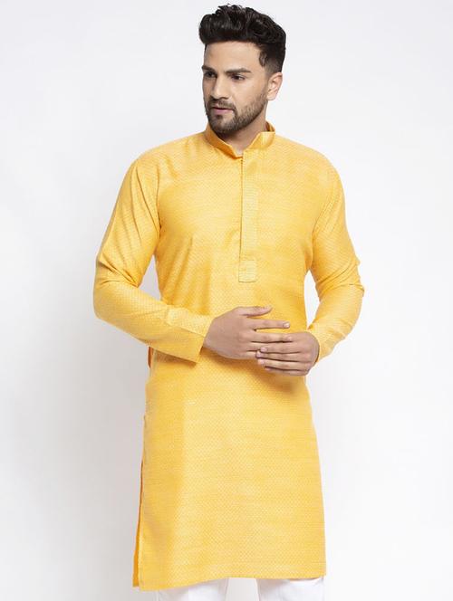 yellow cotton long kurta - 19147748 - Very Small Image - 1