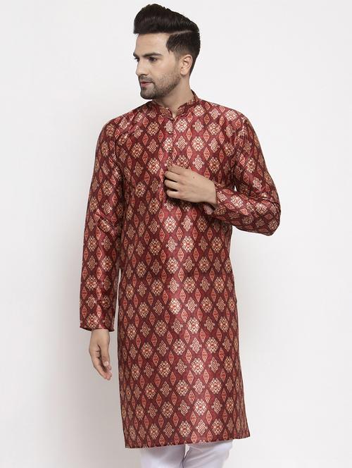 red cotton long kurta - 19147760 - Very Small Image - 1