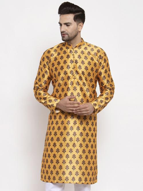 yellow cotton long kurta - 19147762 - Very Small Image - 1