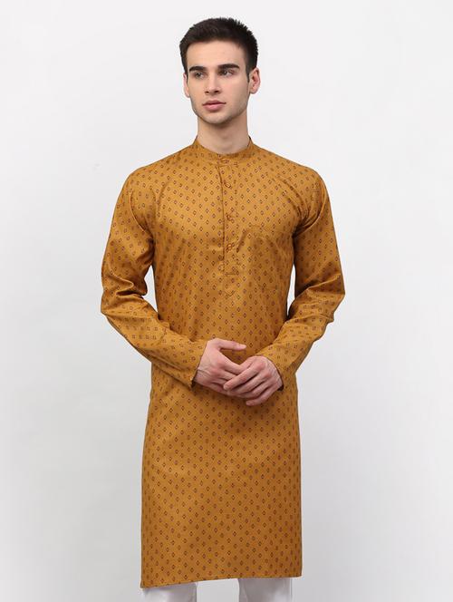 yellow cotton long kurta - 19147783 - Very Small Image - 1