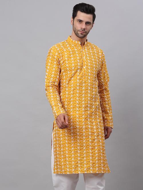 Men Embroidered Mandarin Neck Long Kurta - 19147807 - Very Small Image - 1