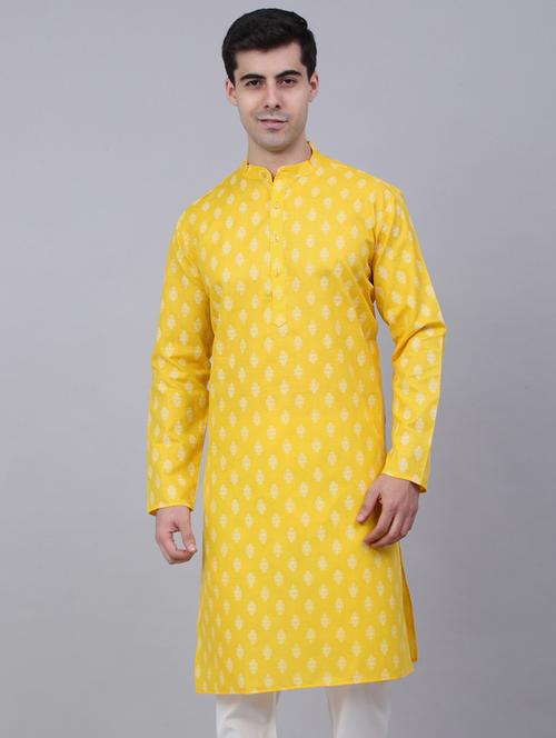 yellow printed long kurta - 19147904 - Very Small Image - 1