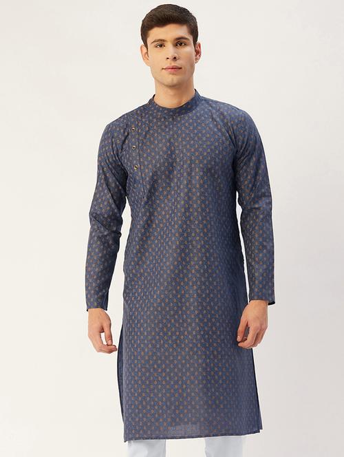 navy blue print long kurta - 19147916 - Very Small Image - 1