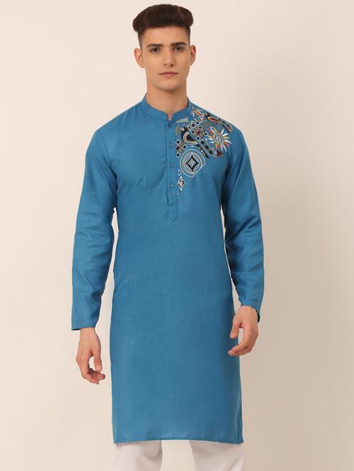 green embroidered long kurta - 19147925 - Very Small Image - 1