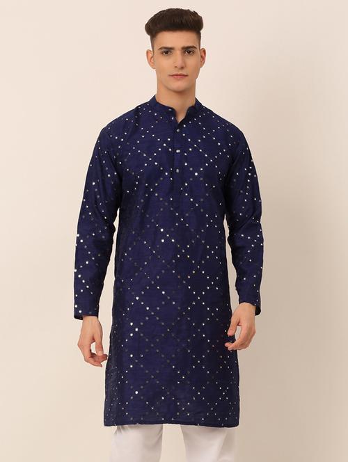 navy blue embroidered long kurta - 19147943 - Very Small Image - 1