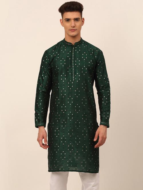 mandarin neck embroidered work straight kurta - 19147969 - Very Small Image - 1