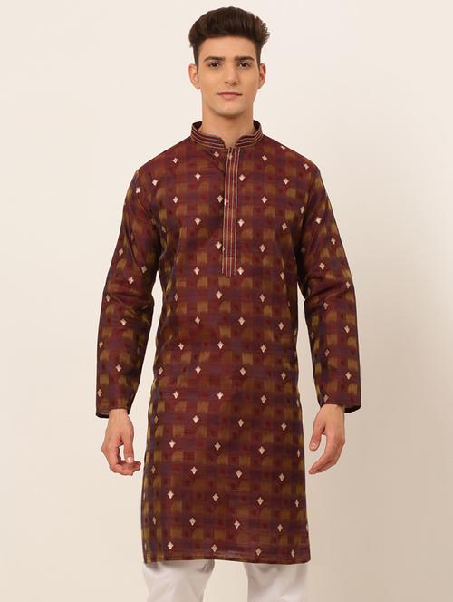 mandarin neck embroidered work straight kurta - 19147997 - Very Small Image - 1