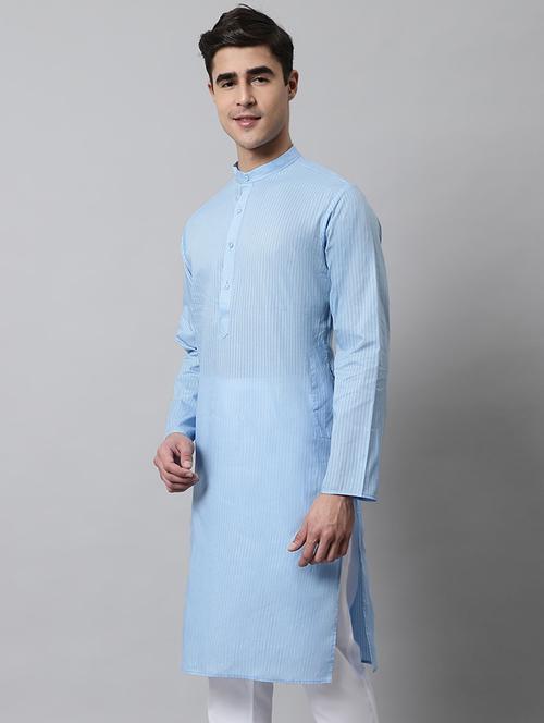 mandarin neck stripes straight kurta  - 19148038 - Very Small Image - 1