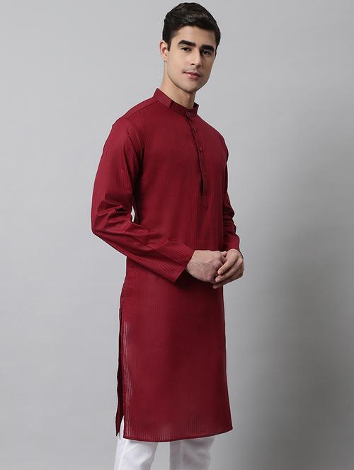  mandarin neck stripes straight kurta  - 19148039 - Very Small Image - 1