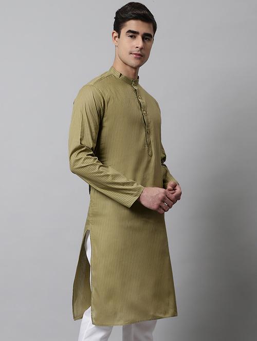  mandarin neck stripes straight kurta  - 19148044 - Very Small Image - 1