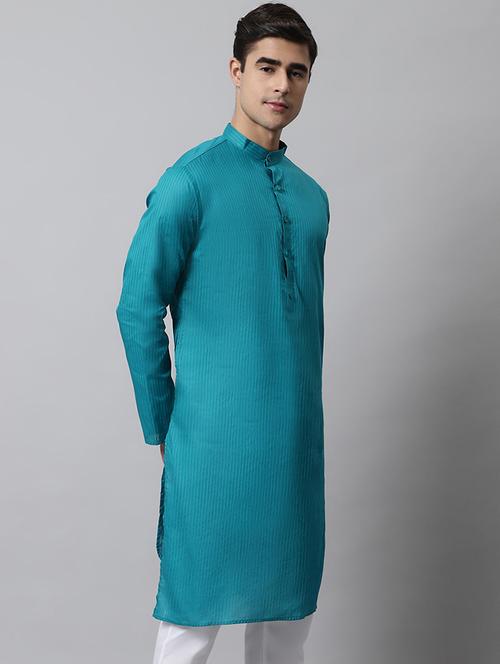 mandarin neck stripes straight kurta  - 19148047 - Very Small Image - 1
