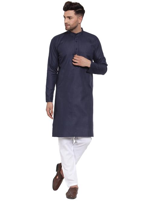 navy cotton kurta pyjama ethnic wear - 19148323 - Very Small Image - 1