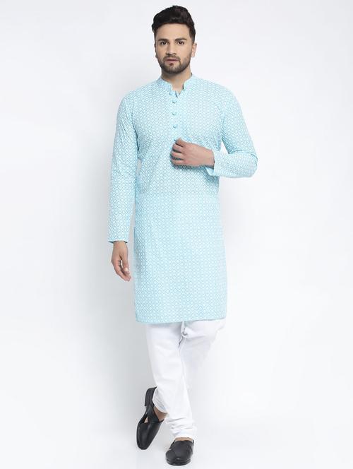 blue cotton kurta pyjama ethnic wear - 19148388 - Very Small Image - 1