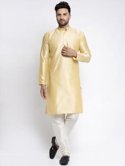 gold dupion kurta pyjama ethnic wear - 19148427 - Very Small Image - 1