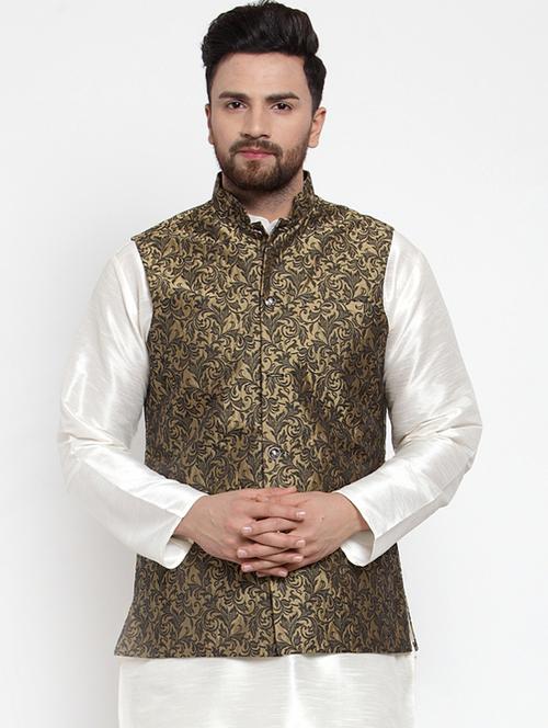 mandarin neck floral nehru jacket - 19148671 - Very Small Image - 1