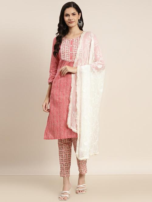 women printed kurta pant set with dupatta - 19149106 - Very Small Image - 1