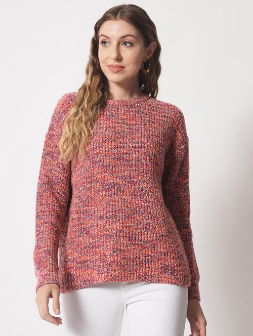 round neck self design pullover - 19158906 - Very Small Image - 1