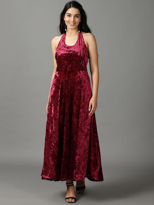 women's fit & flare solid dress - 19159692 - Very Small Image - 1