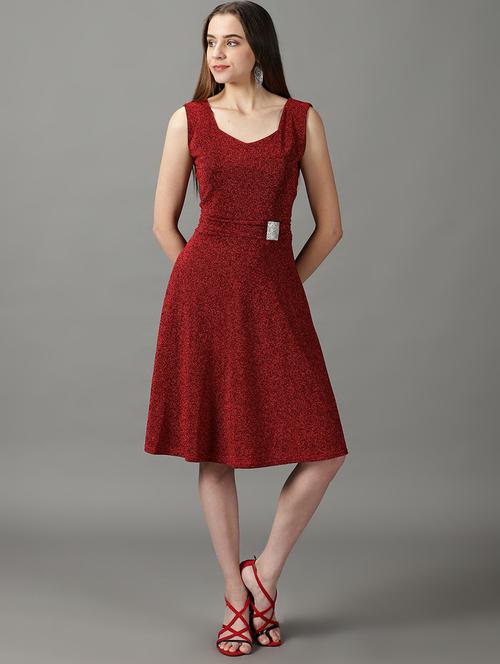 women's fit & flare printed dress - 19159736 - Very Small Image - 1