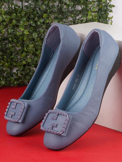 blue pu slip on ballerina - 19159949 - Very Small Image - 1