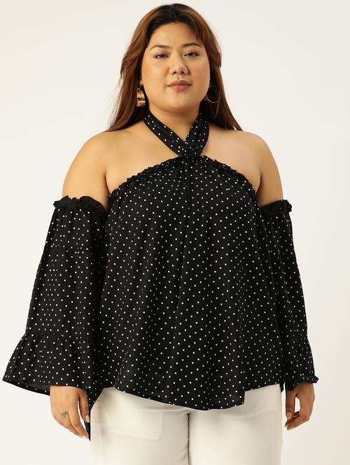 women plus size polka doted halter neck top - 19160292 - Very Small Image - 1