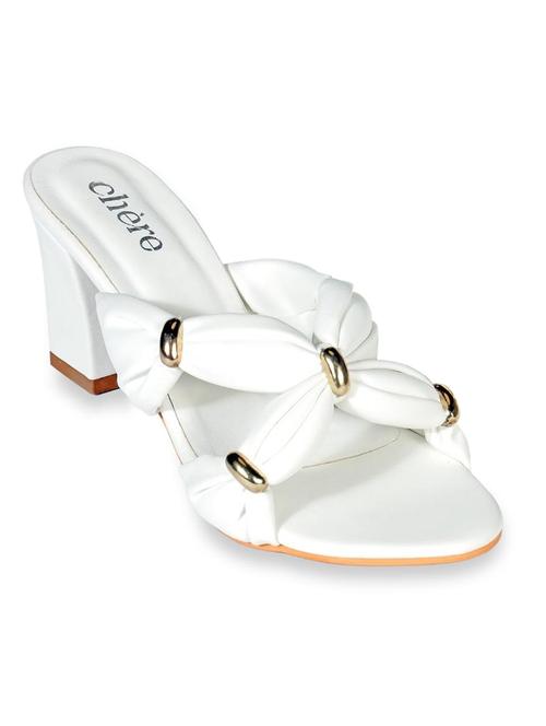 white intertwined strap block heels - 19160557 - Very Small Image - 1