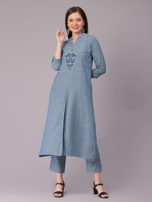blue kurta pant set - 19160816 - Very Small Image - 1