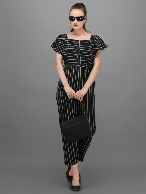 black printed full leg jumpsuit - 19162974 - Very Small Image - 1