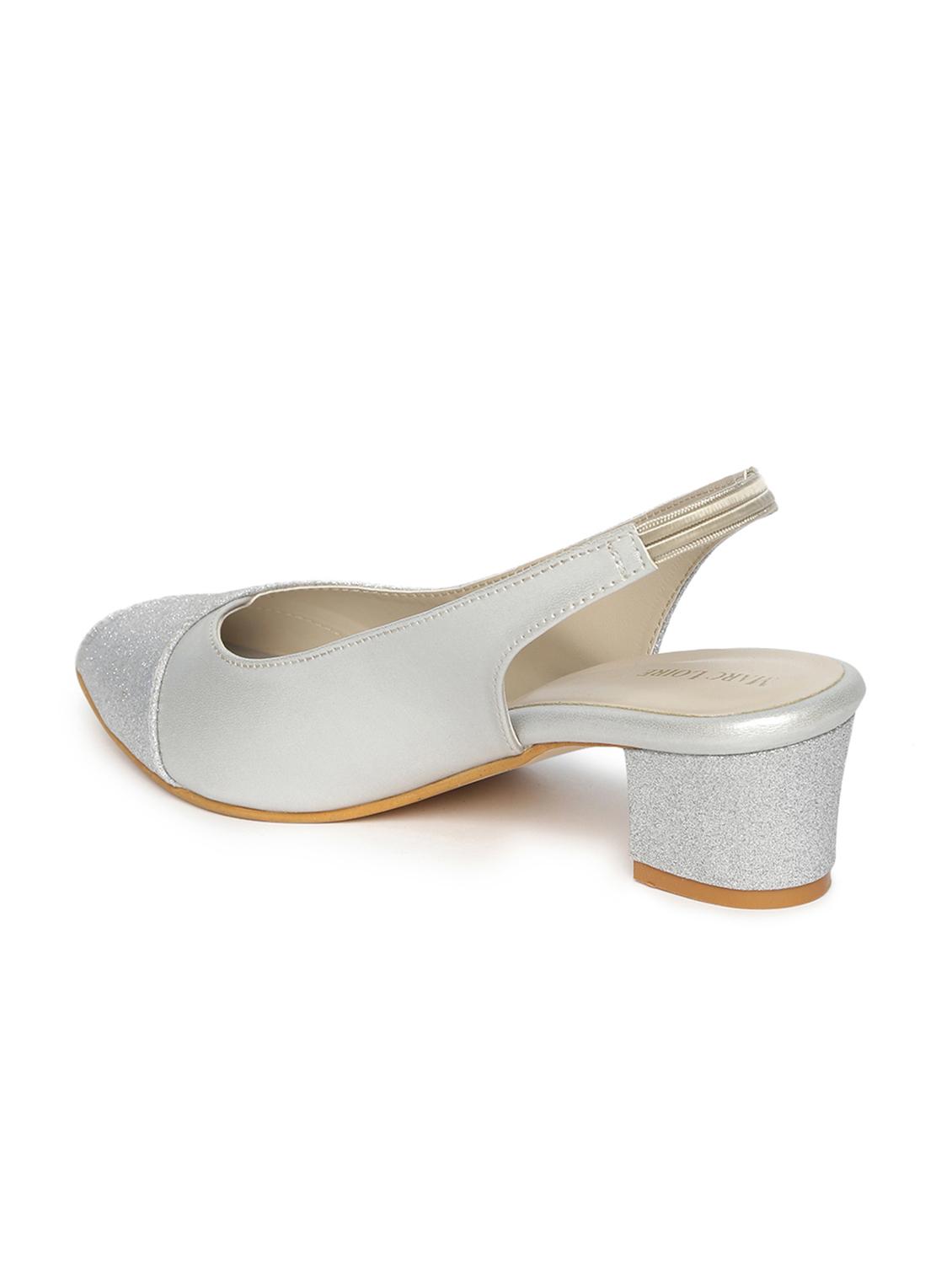 silver synthetic back strap sandals - 19163599 - Standard Image - 2