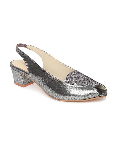 women silver low heel sandal with back strap - 19163662 - Very Small Image - 1