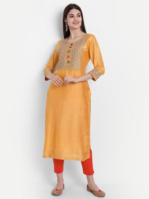 embroidered straight kurta - 19165381 - Very Small Image - 1