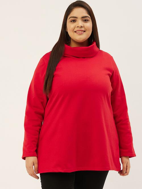 red cotton blend plus sweatshirt - 19167562 - Very Small Image - 1