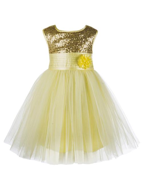yellow coloured sequin frock - 19168869 - Very Small Image - 1