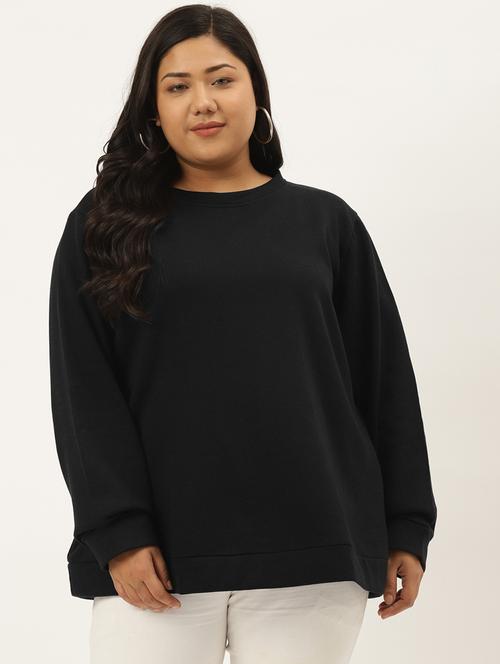 black cotton blend plus sweatshirt - 19169457 - Very Small Image - 1