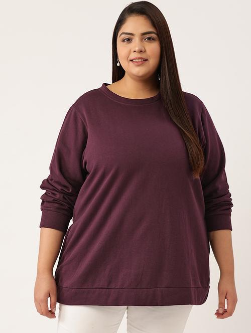 purple cotton blend plus sweatshirt - 19169458 - Very Small Image - 1